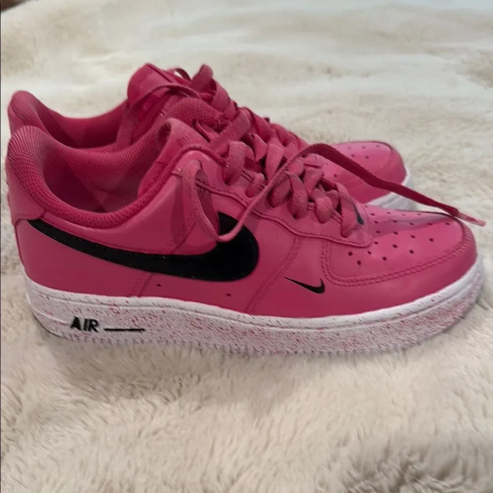 Nike Air Force 1 Pink with Black Swoosh